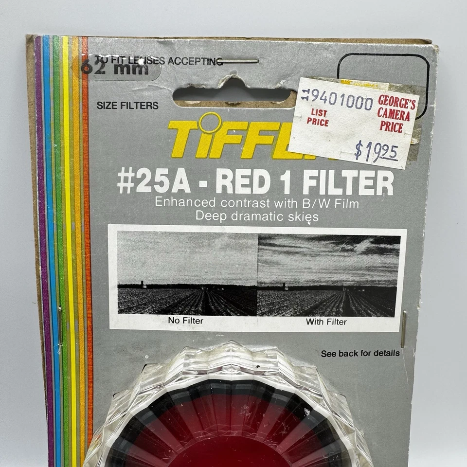 Tiffen #25A Red 1 Filter 62mm For Panchromatic B/W Film NOS - New & Sealed - - Image 2 of 4