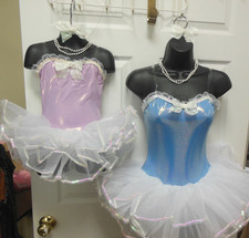 Foil Lace trimmed Dance COSTUME Ballet Costume Sweet Tutu w/ Sequin trim pearls