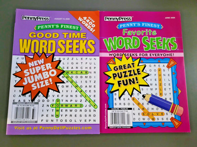 Lot of 2 Penny's Finest Word Seeks Puzzles - Good Time Super Jumbo & Favorite