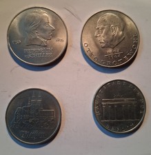 DDR Mark - 4 Münzen 2 X 5 Mark, 2 X 20 Mark –  Schiller - Grotewohl - Meißen - B