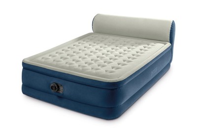 Intex Headboard 18'' Queen Dura-Beam Deluxe Raised Air Bed Mattress with Built-in