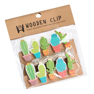 10pcs cactus DIY bildklammern schicke foto klammern Holzklammern mit 1pc Seil
