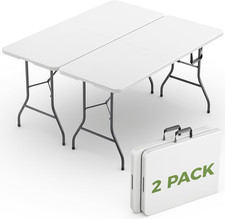 Folding Table 2 Pack, 6 FT Foldable Plastic T...