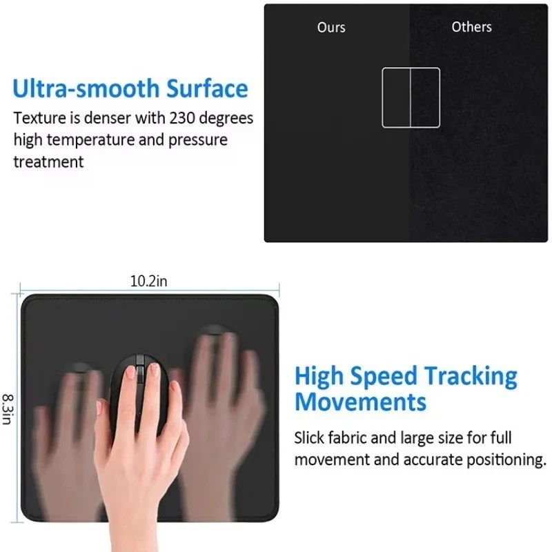 3X Non-Slip Mouse Pad Stitched Edge PC Laptop For Computer PC Gaming Rubber Base - Image 3 of 4