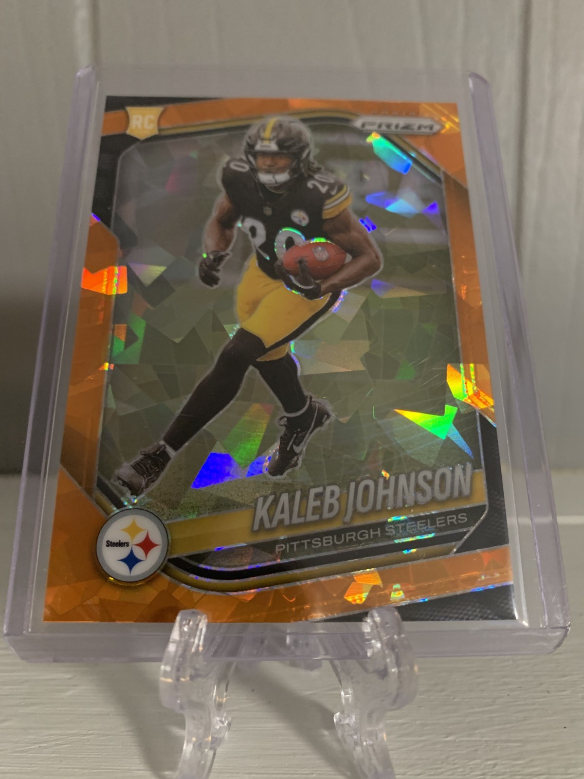 2025 Panini Prizm - Kaleb Johnson #375 Orange Ice Prizm (RC) - Steelers RB