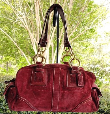 Coach SMALL 10061 Vintage Mia Soho Y2K Burgundy Suede Satchel Bag Coach SMALL 10061 Vintage Mia Soho Y2K Burgundy Suede Satchel Bag