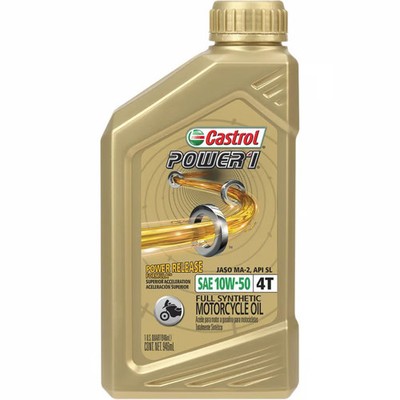 Castrol Power 1 Racing 4T Motorcycle Oil - 10W50 - 1qt. ATV/UTV Street Bike PWC