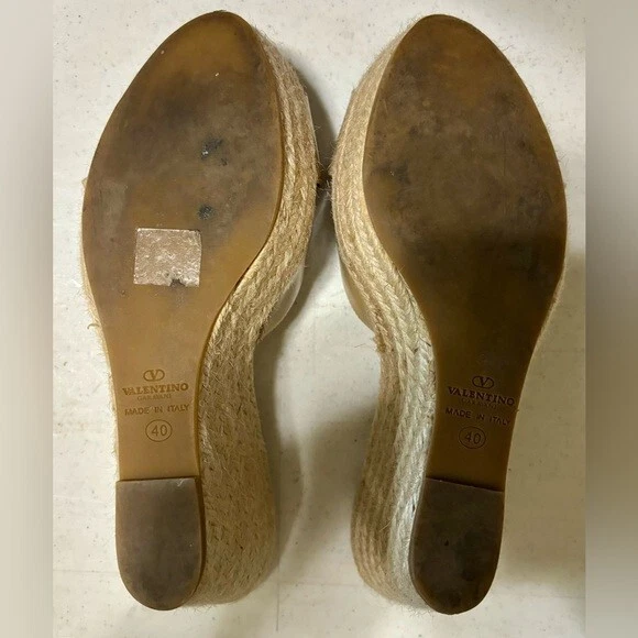 Sandali espadrillas Valentino beige in vernice taglia 40