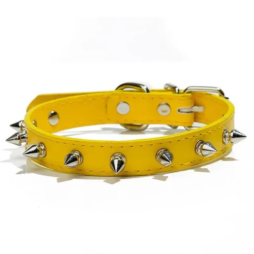 Leather Dog Cat Collar Spiked Studded Puppy Pet Necklace For Small Medium Large - Picture 20 of 21