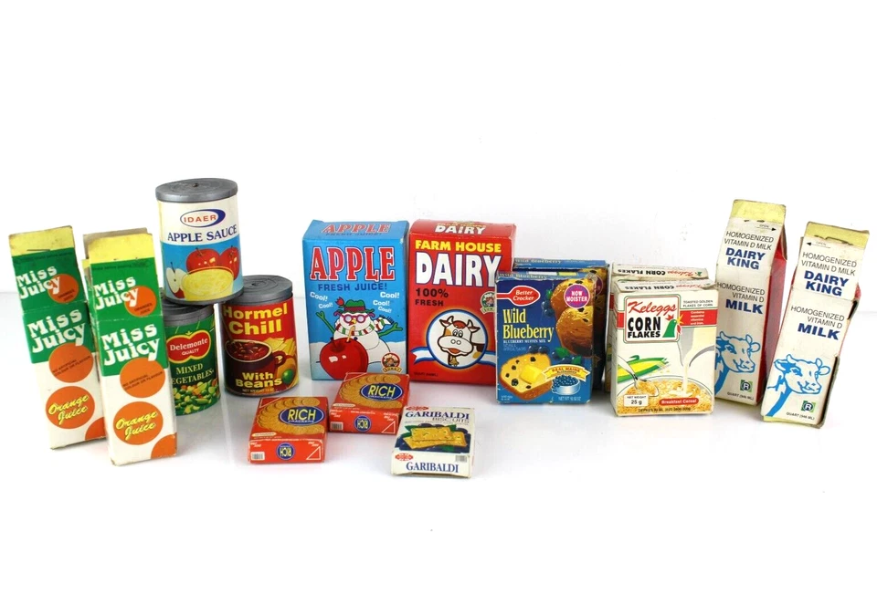 Lotto 16 Miniature Confezioni Alimenti Cibo Vari VINTAGE Latte Cereali Fagioli - Immagine 2 di 4