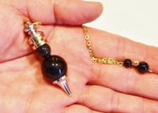 * PENDULE OBSIDIENNE NOIRE 2 PLATEAUX MICRO VIBRATOIRE  ESOTERISME RADIESTHESIE