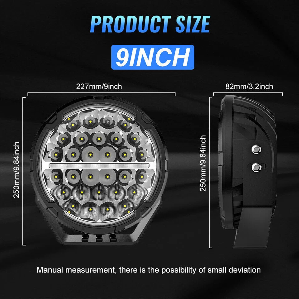7/9 inch ROUND LED SPOT Driving Lights Off Road Spotlights Foglight Halo DRL 4X4 - Image 3 of 4