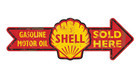 24" Reproduction Shell Gasoline Sold Here Gas Station Motor Oil Arrow Metal Sign