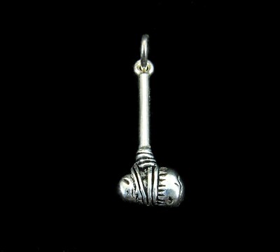 Handgefertigter massiver 925 Sterling Silber prähistorischer Höhlenmensch Stein Axt Anhänger 