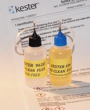NEW  100 ml. COMBO  KESTER 961E  +  KESTER 186  Soldering Liquid Flux  NO CLEAN 