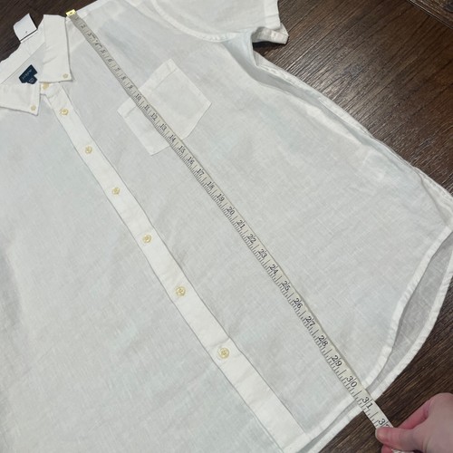 J.Crew Factory Men's Sz XXL White Short Sleeve Linen-Blend Shirt AL188 - Picture 7 of 9