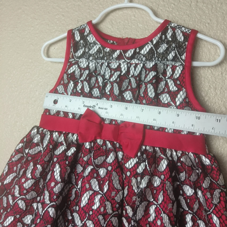 Penelope Mack Girls Sleeveless Lace Dress, Red/Black Floral Black Size 3t - Image 3 of 4