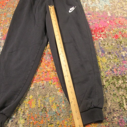 Nike Sweatpants Youth L Black Fleece Joggers 26 In Inseam Embroidered Swoosh Boy - Picture 8 of 11