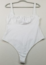 NEW Lovers Friends Bodysuit Womens Medium White Sleeveless Ruched Bust Stretch