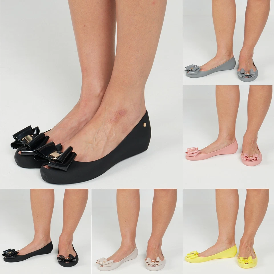 WOMENS LADIES FLAT PEEPTOE CASUAL OFFICE JELLY BOW SLIP ON SHOES BALLERINA PUMPS