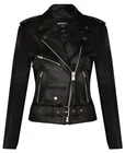 Women's Black Brando Biker Jacket 100% Cow Hide Leather Biker Jacket