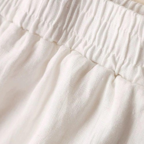 Damen Sommer Baumwolle Leinen Weites Bein Hose Atmungsaktiv Locker Gerades Bein Hose - Bild 9 von 44