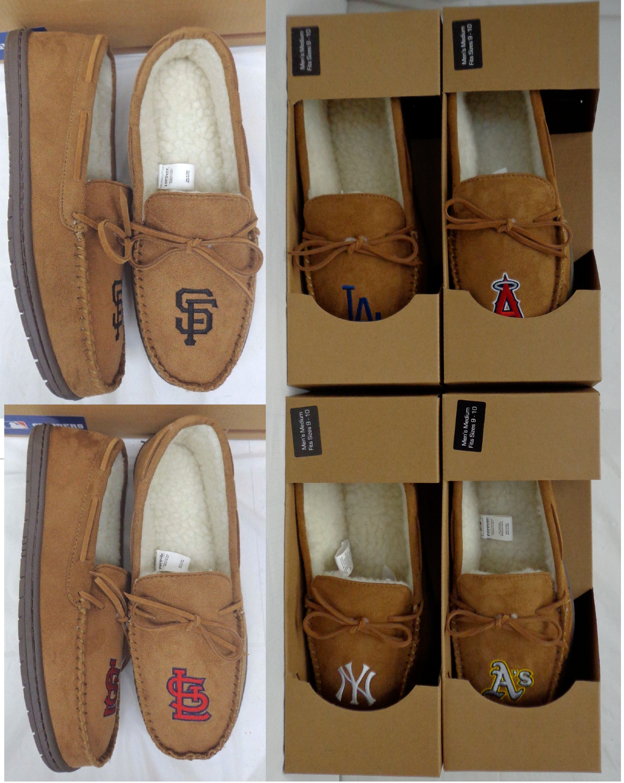 SAOLA Pantofole mocassino uomo MLB marrone chiaro con suola in gomma dura