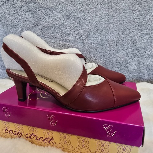 Easy Street decolte donna slingback smeraldo taglia 9 WW rosse ecopelle nuove con scatola - Foto 5 di 9