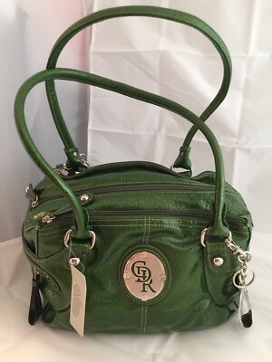  Genna De Rossi VIPER Satchel Bag Purse Tote Lime Green Faux Leather Handbag
