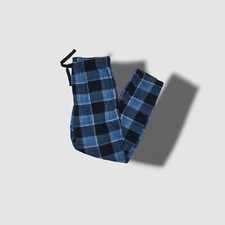  24 Perry Ellis Men's Pajamas Lounge Fleece Blue Plaid Pants Sleepwear Size M