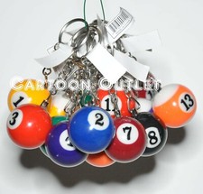 16 Billiards Shaped Keyring 8 Ball Billiards Pool Ball Keychain Mix Colors