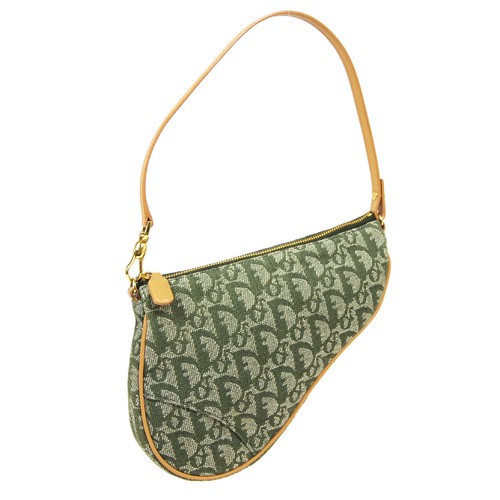 Christian Dior Trotter Patrón De Silla De Montar Bolso De Mano Bolsa De  Lona Verde MC0091 34227 | eBay