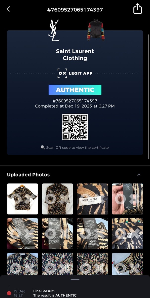 SAINT LAURENT Silk Mens Shirt Tiger Pattern & Metallic Dot SAINT LAURENT Silk Mens Shirt Tiger Pattern & Metallic Dot