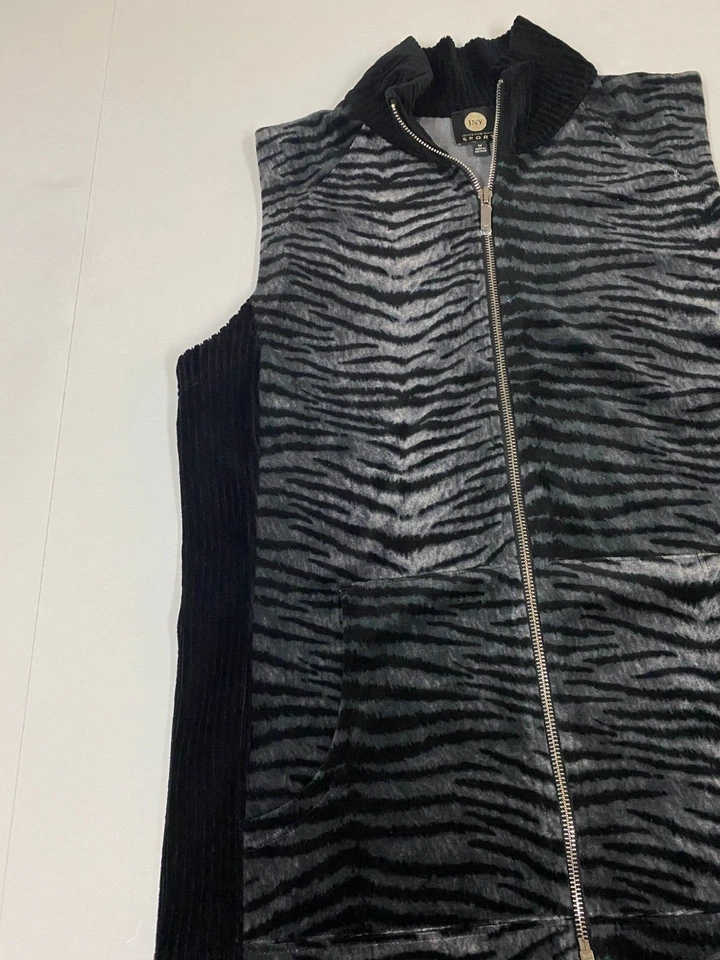 Jones New York Mujer Chaleco Mediano Negro Cremallera Completa Deportivo Elástico JNY Foto 3 de 4