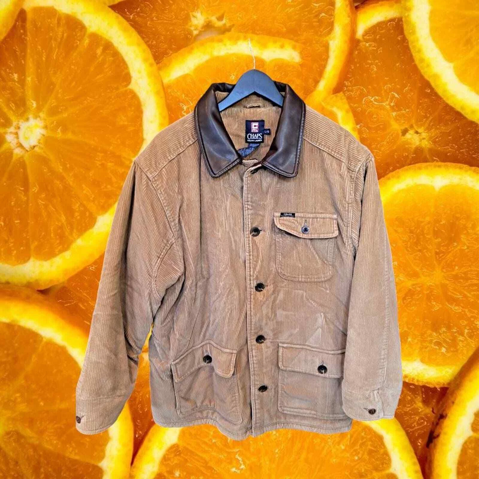 Chaps‎ Brown Corduroy Chore Jacket With Flannel Insulated Size L