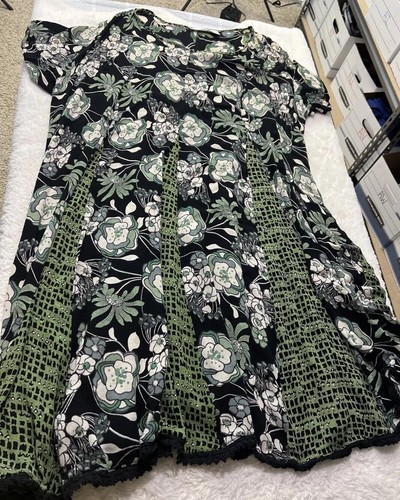 Anna Maxwell Floral MIDI Shift Dress Full Skirt Tie Back India Made Sz 4X Rayon - Picture 3 of 11