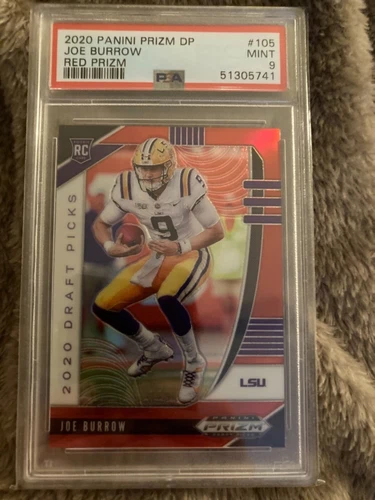Joe Burrow 2020 Panini Prizm DP 105 RARE RED SP Prizm RC Rookie PSA 9 MINT 
