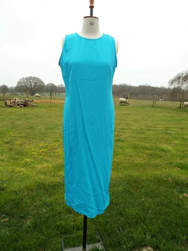 Lightweight Turquoise Sleeveless Crinkle Maxi Summer Dress FOR WOMEN UK 16 BNWT