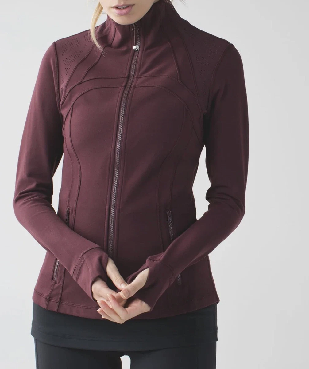 LULULEMON Define Jacket Size 8 Maroon / Burgundy With Thumbholes