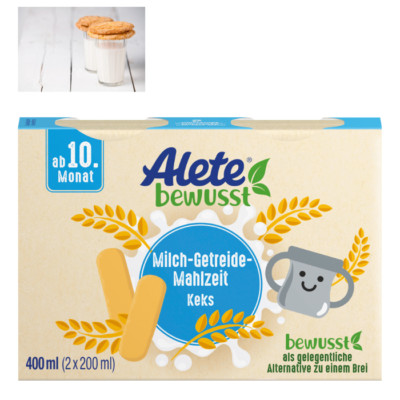 Alete bewusst Trinkmahlzeit Keks ab 10. Monat, 2x200ml, 0,4 l