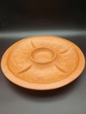 VTG 1980 Gourmet Topf Terracotta Clay Veggie Chip and Dip Platter Divided 11"