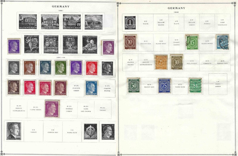1941/1946   22 POSTAGE STAMPS FROM GERMANY ON ALBUM PAGES HITLER STAMPS x 14
