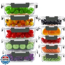 KAMOTA Glass Food Storage Containers, 10 Pack Glass Meal Prep Containers, Air