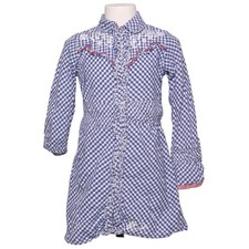 Mim-Pi, Blusenkleid, Größe: 134, Blau/Weiß, Baumwolle, Karo, Mädchen #7sL