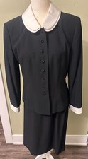 VTG Jacqueline Ferrar Women s 12 black tailored blazer and skirt suit GREAT COND