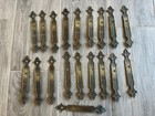 Lot of 19 Vintage Possible Brass Cabinet Backplates Hammered Look Ornate 7.5"