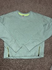 Athleta Girl Slight Crop Sweatshirt Pullover Hem Zip Thumb holes Sz 7