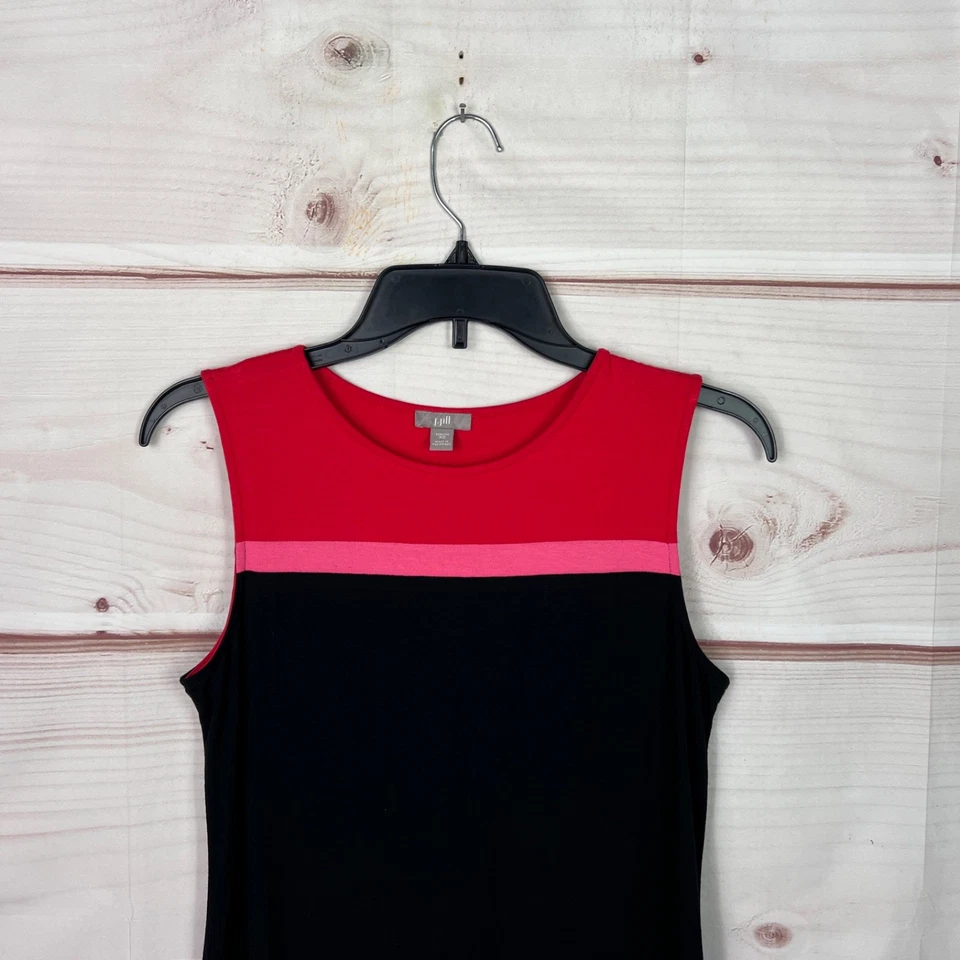J Jill Dress Womens XS Black Color Block Tank Round Neck Sleeveless Jersey Knit - image 2 of 4