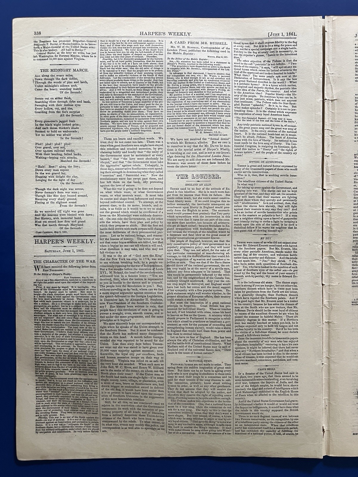 Harper's Weekly 6-1-1861 BUTLER 1st Civil War Victim CONFEDERATE CABINET ALABAMA