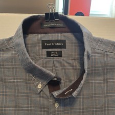 Paul Fredrick Classic Fit Non-Iron Cotton Dress Shirt Size 18.5 x 35